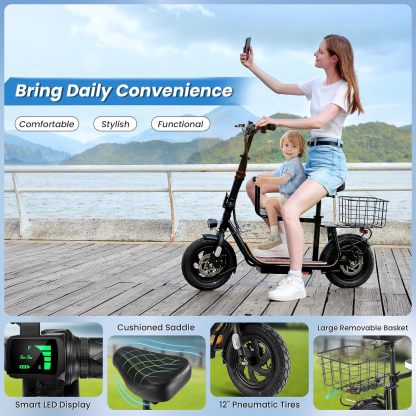 Caroma 819W Foldable Electric Scooter with Child Seat Z5