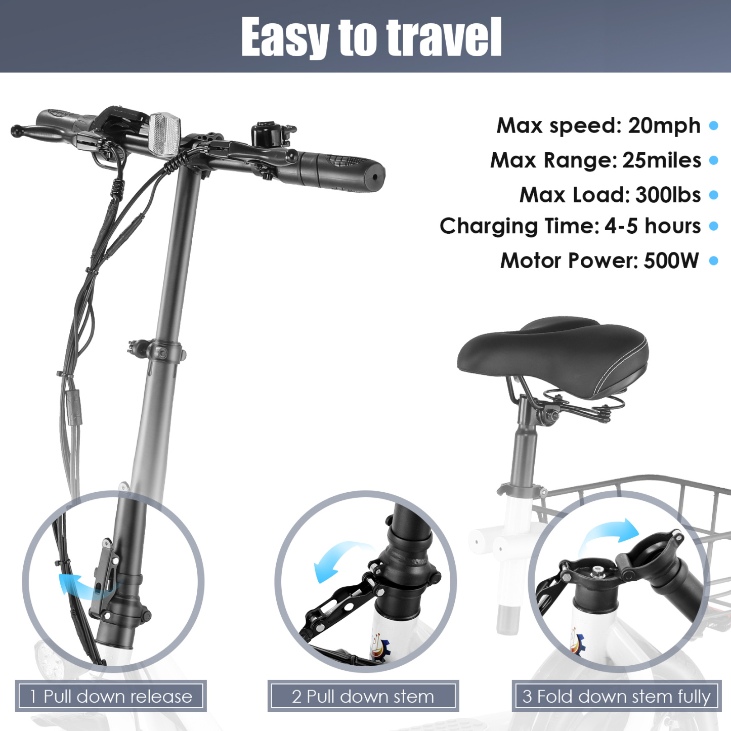 Caroma 750W(1200W Peak) Electric Scooter with Seat