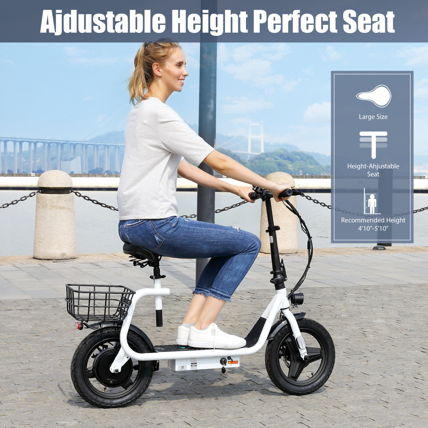 Caroma 750W(1200W Peak) Electric Scooter with Seat
