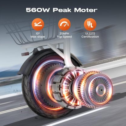 Caroma Peak 560W Foldable Adult Electric Scooter with Seat & Basket & Height Adjustable Seat Q1