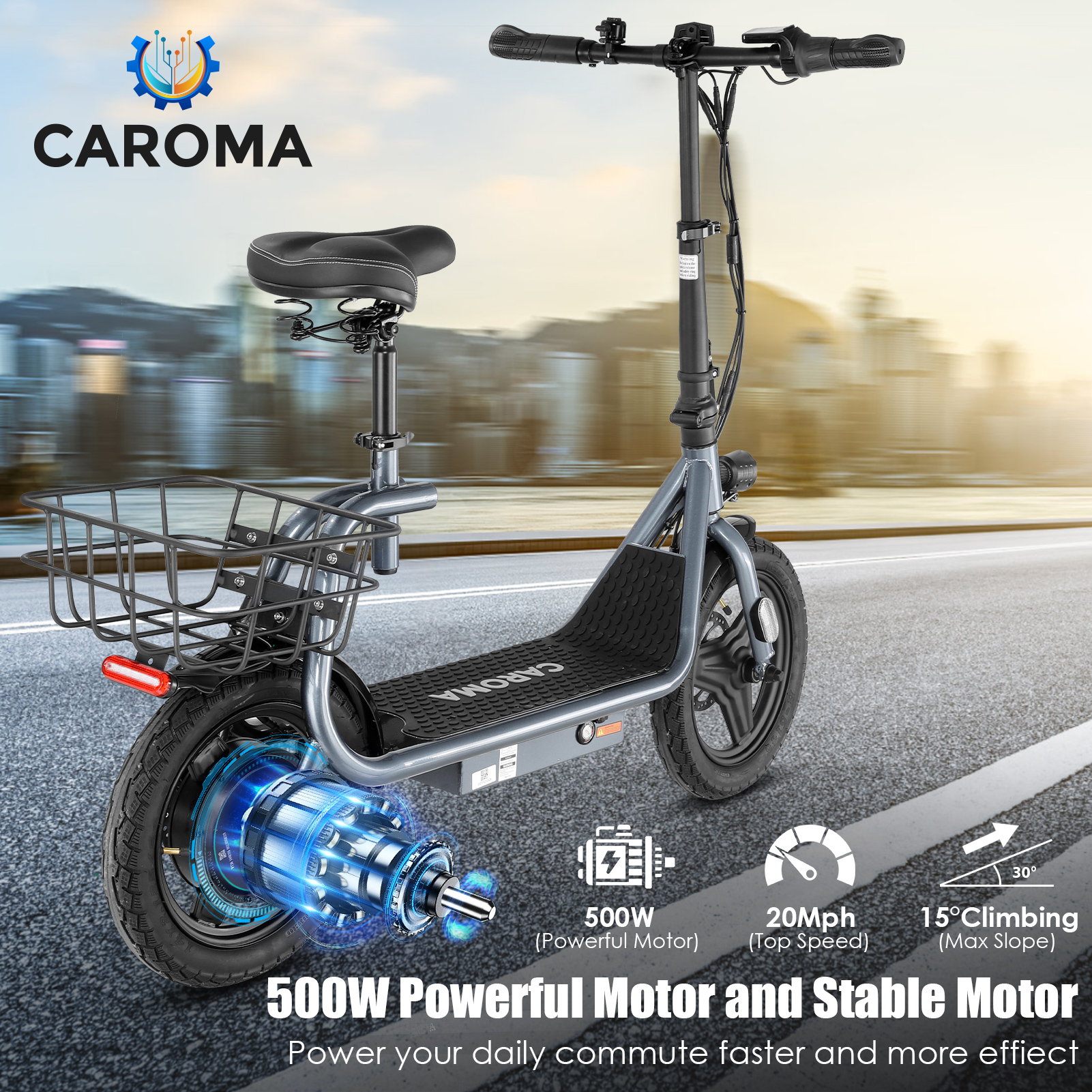 Caroma Electric Scooter with Seat P1