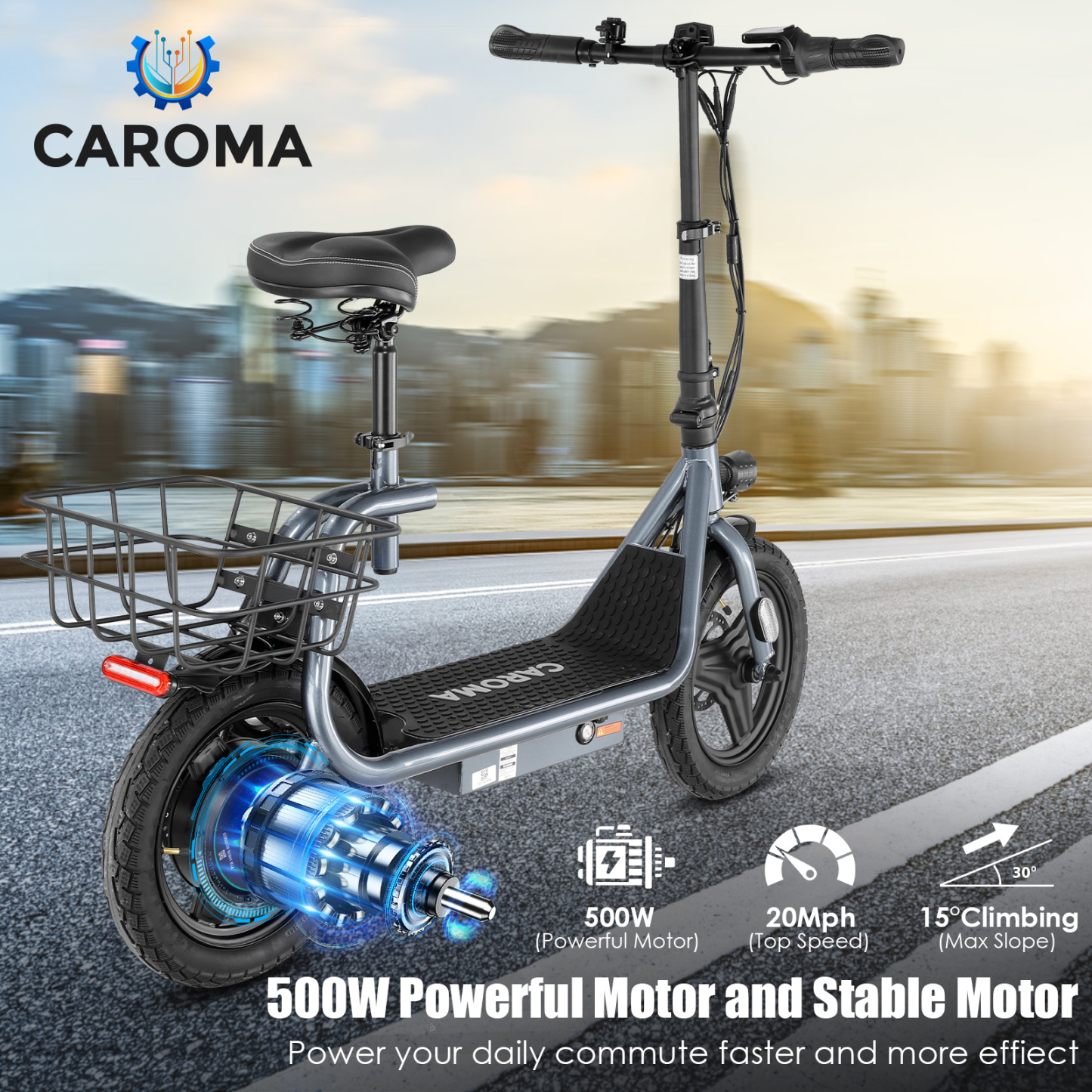 Caroma Electric Scooter with Seat P1