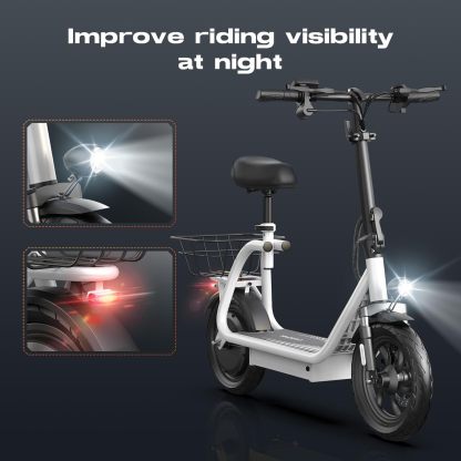 Caroma Peak 560W Foldable Adult Electric Scooter with Seat & Basket & Height Adjustable Seat Q1