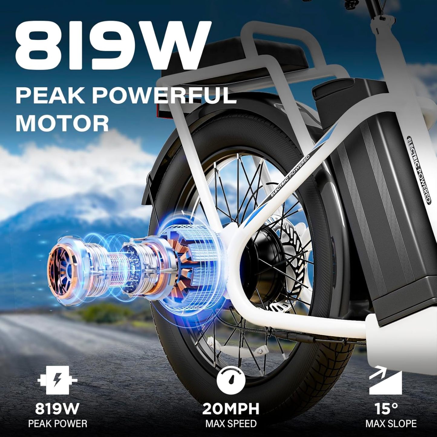 Caroma 819W Electric Scooter with Off-Road Tires K4