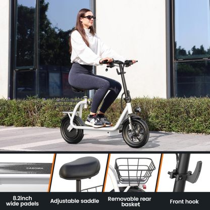 Caroma Peak 560W Foldable Adult Electric Scooter with Seat & Basket & Height Adjustable Seat Q1