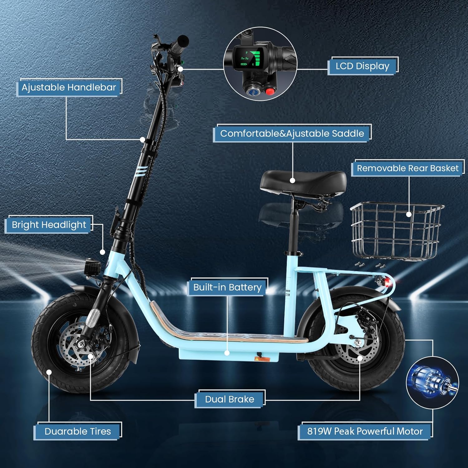 Caroma 819W  Electric Scooter with Seat Z2