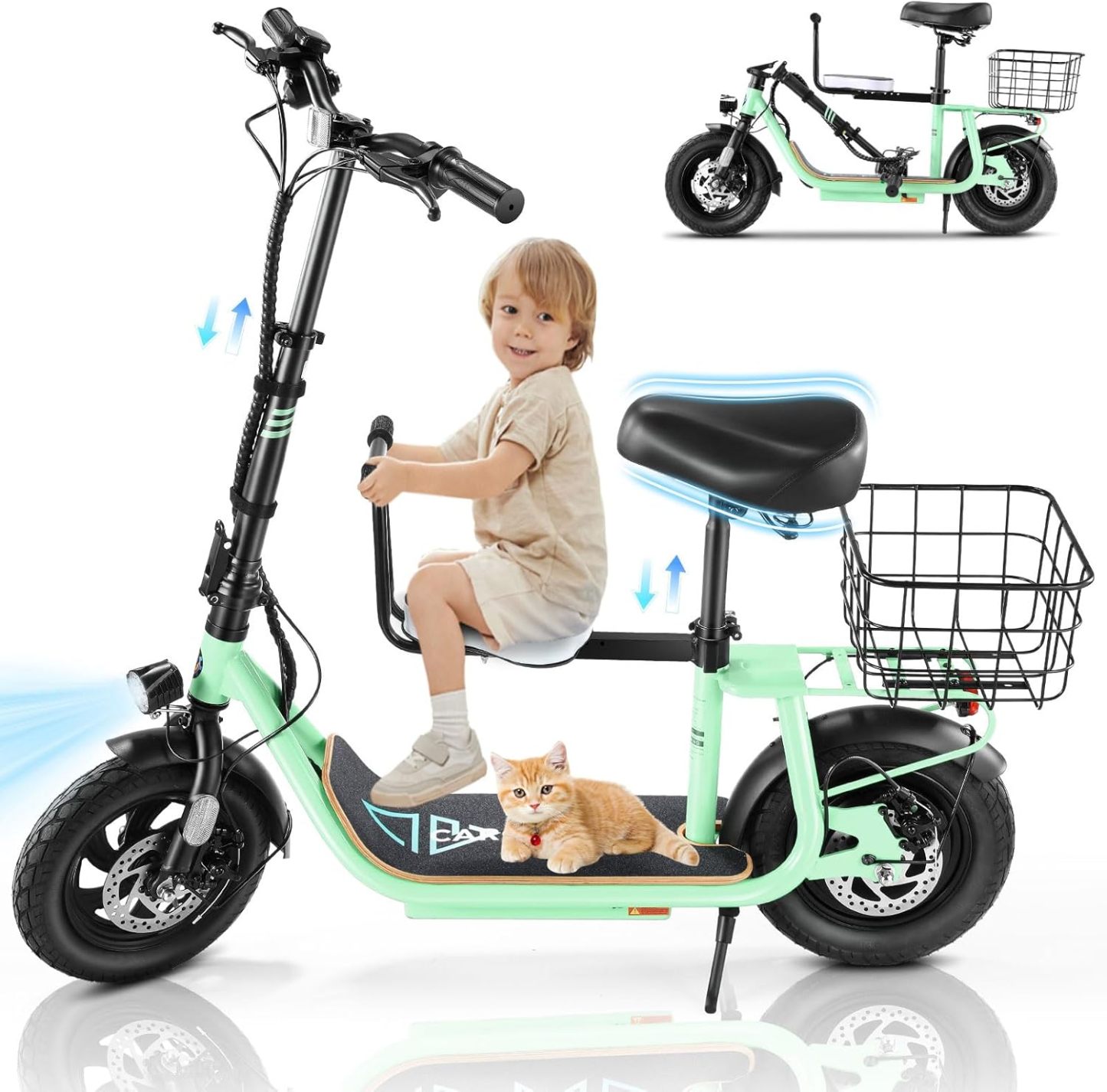 Caroma 1200W Foldable Electric Scooter with Child Seat Z6