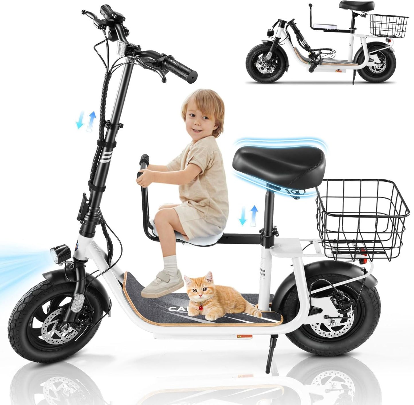 Caroma 1200W Foldable Electric Scooter with Child Seat Z6
