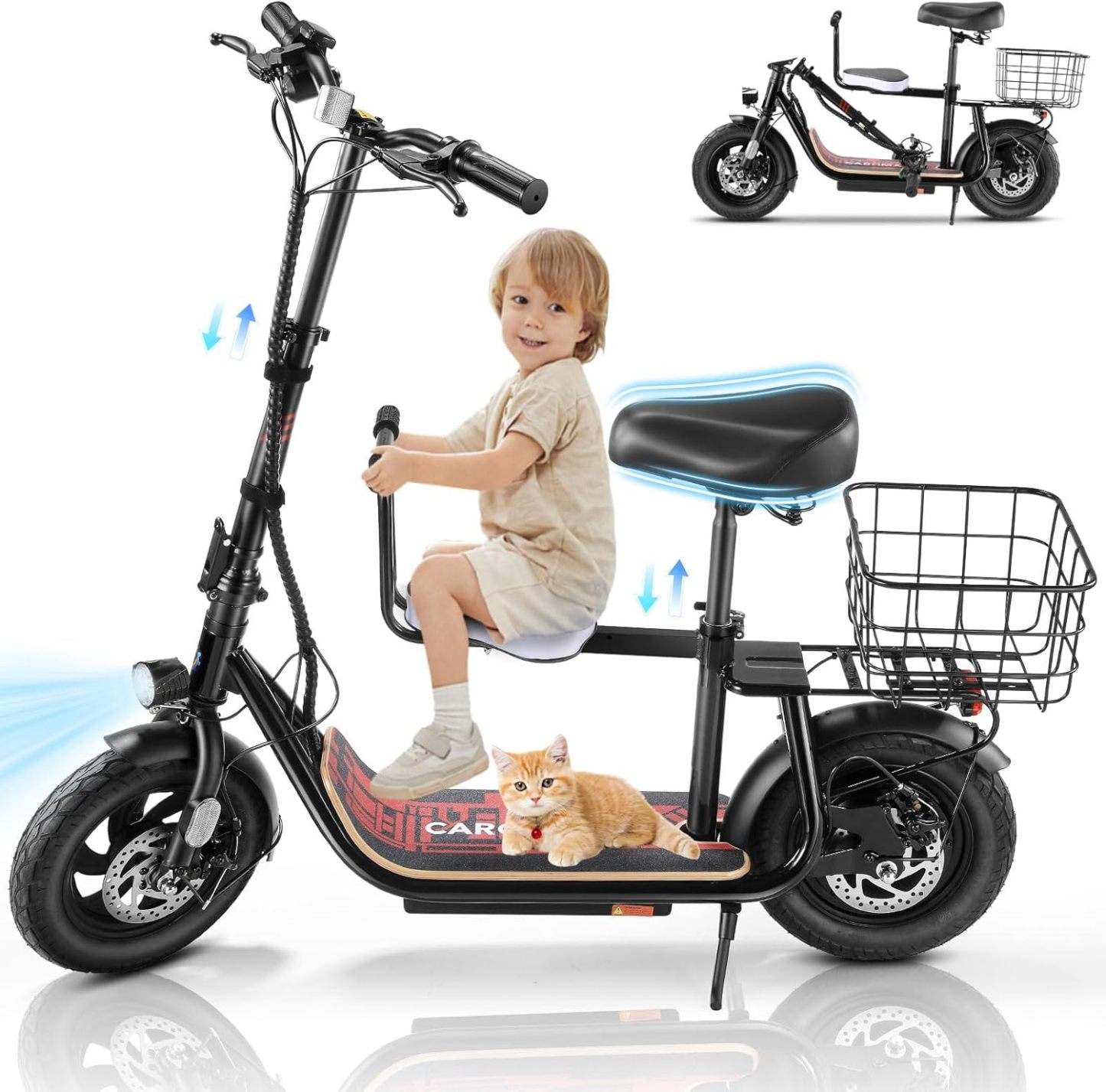 Caroma 1200W Foldable Electric Scooter with Child Seat Z6