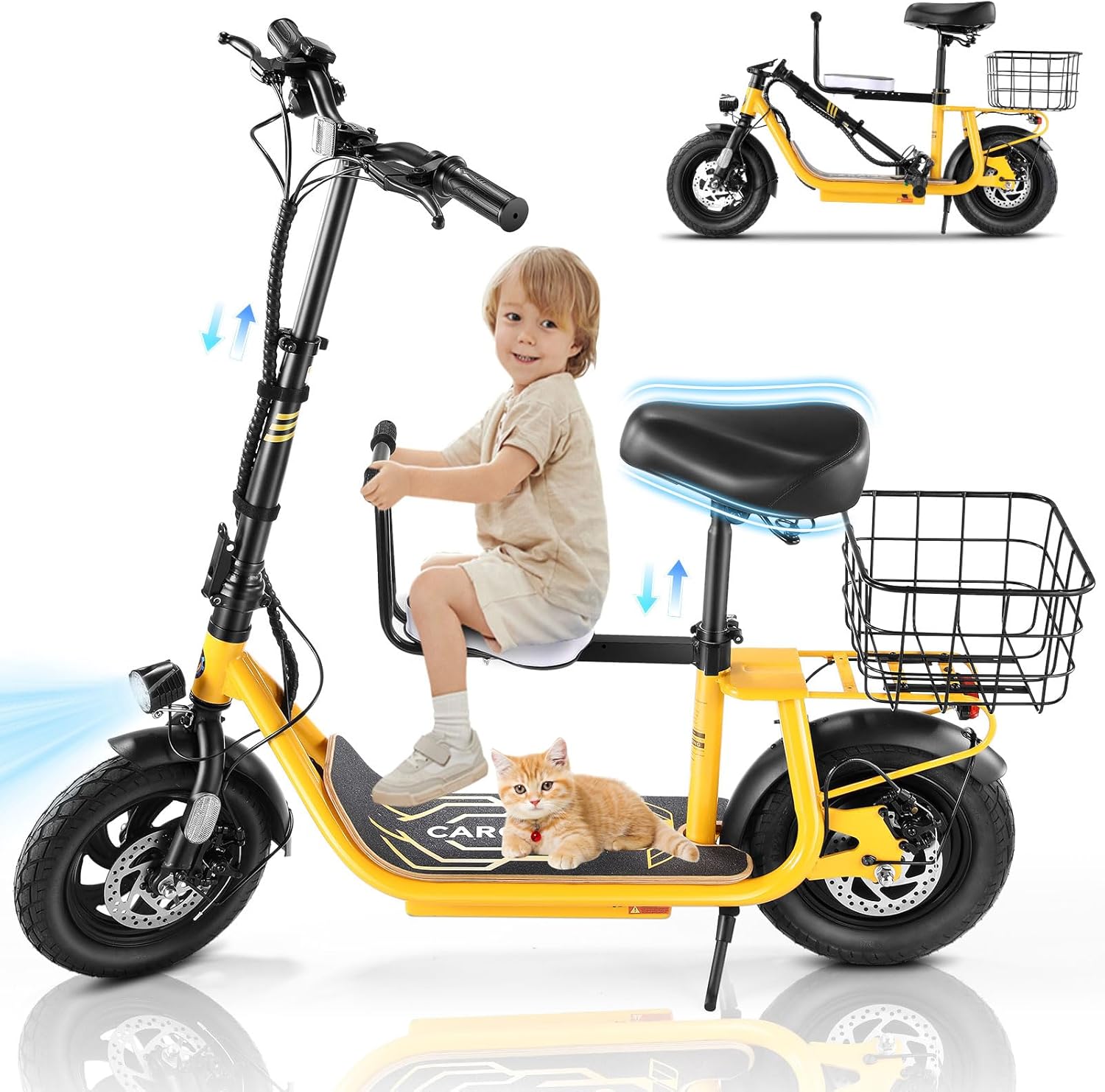 Caroma 1200W Foldable Electric Scooter with Child Seat Z6