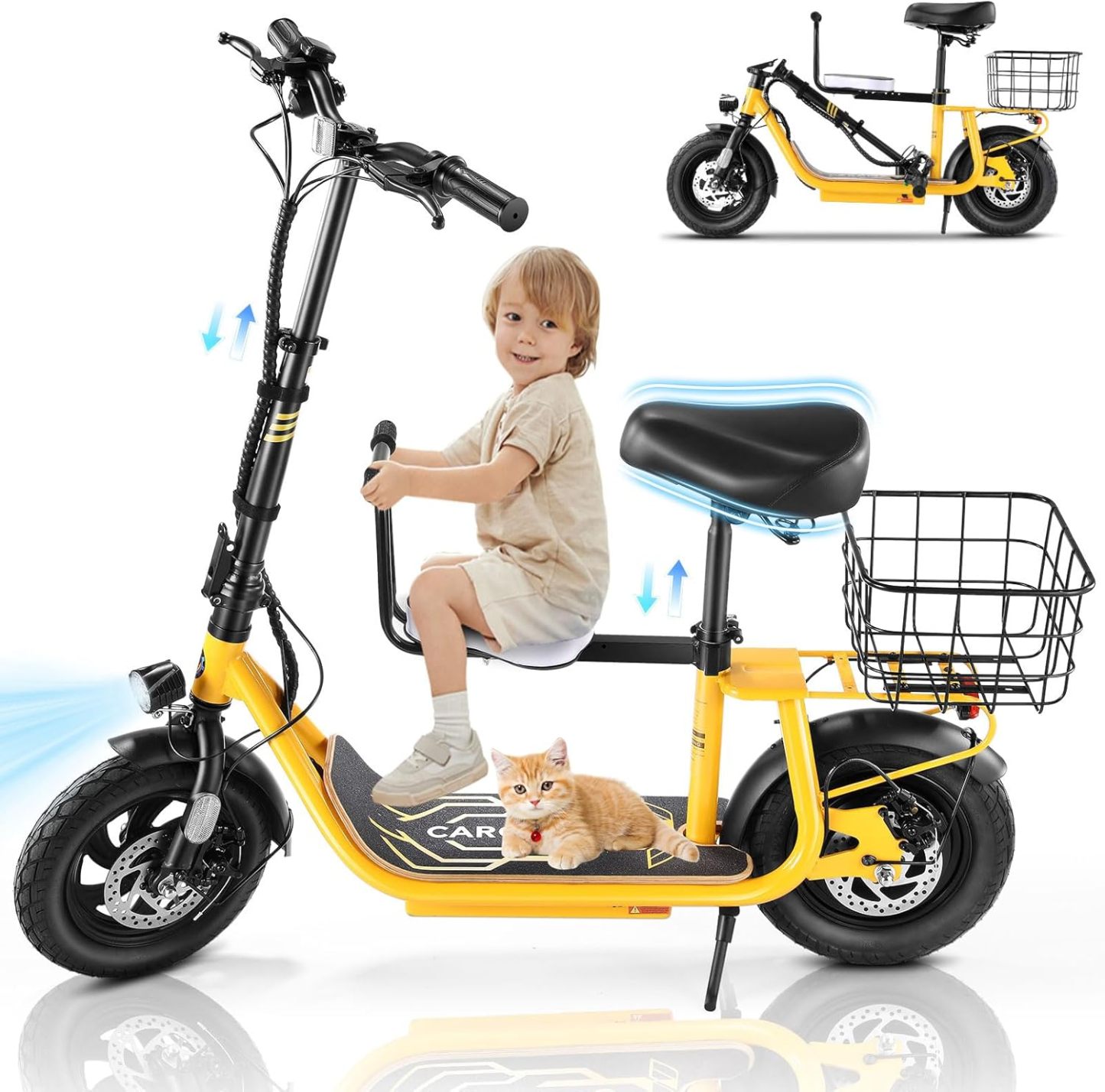 Caroma 1200W Foldable Electric Scooter with Child Seat Z6