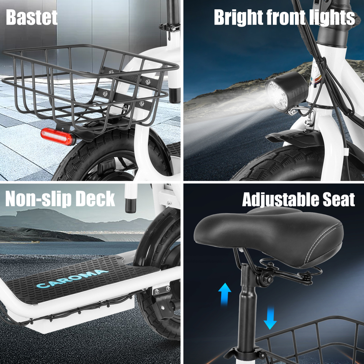 Caroma 350W(Peak 560W) Electric Scooter with Seat