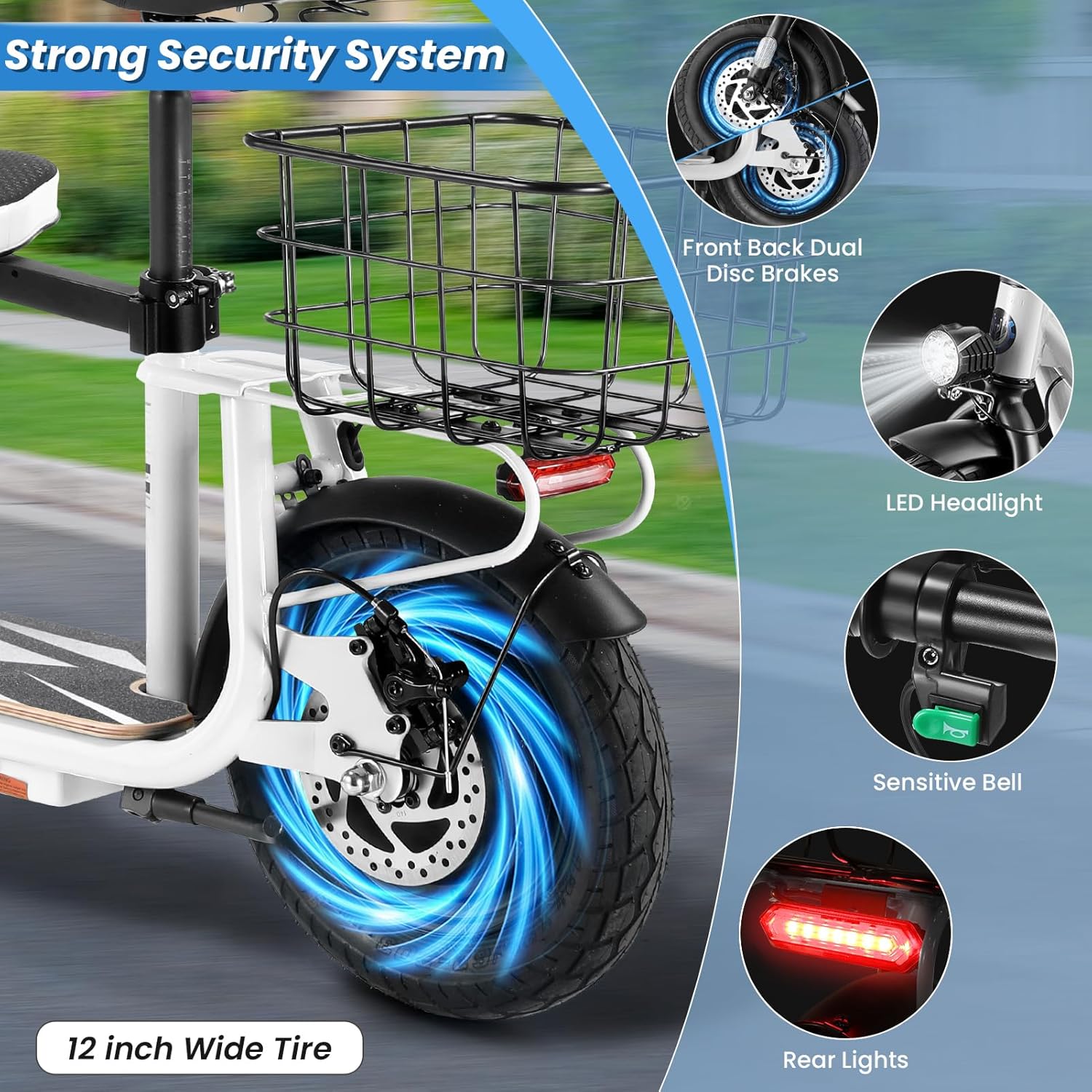 Caroma 1200W Foldable Electric Scooter with Child Seat Z6
