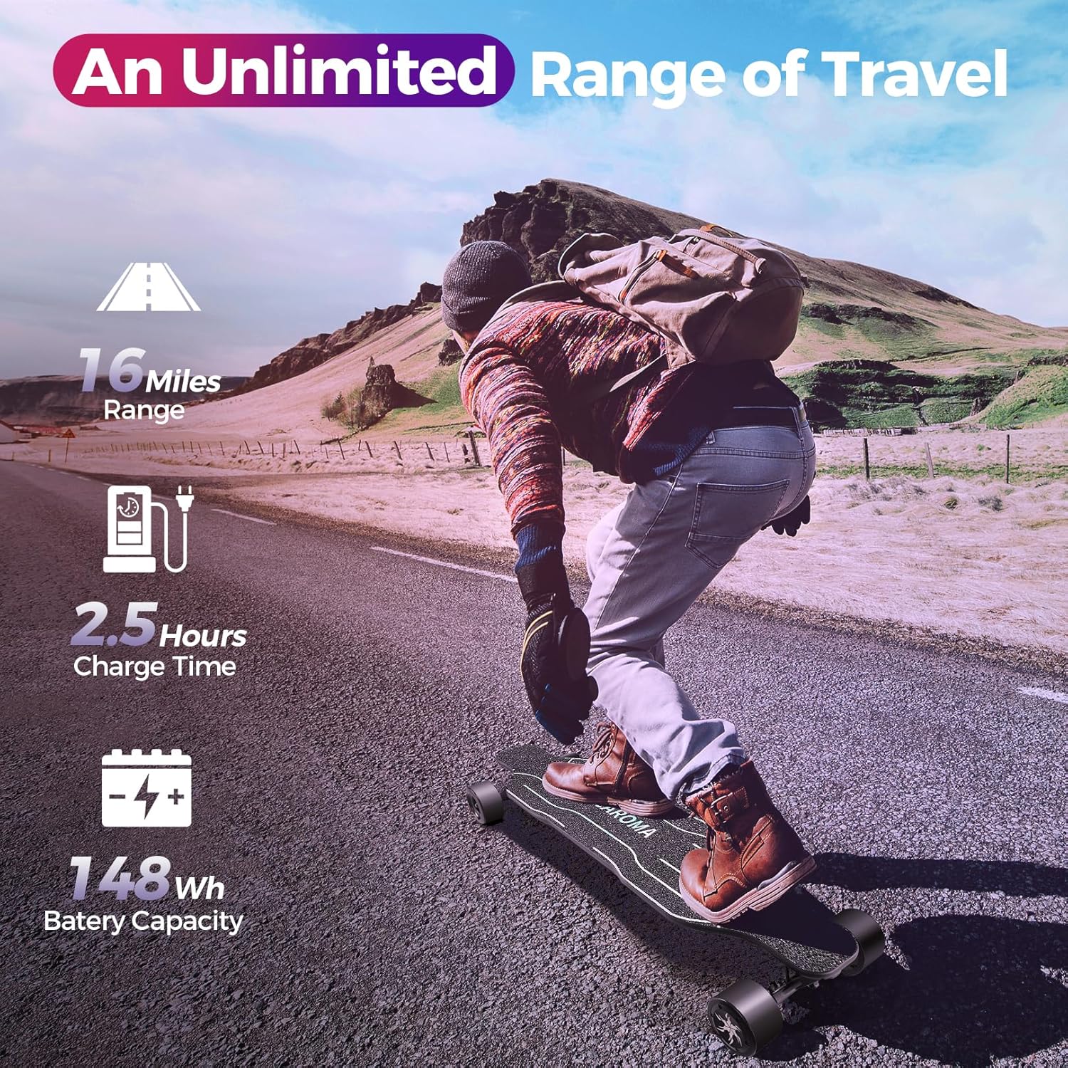 Caroma 38" Electric Skateboard with Remote 1200W SYL-20