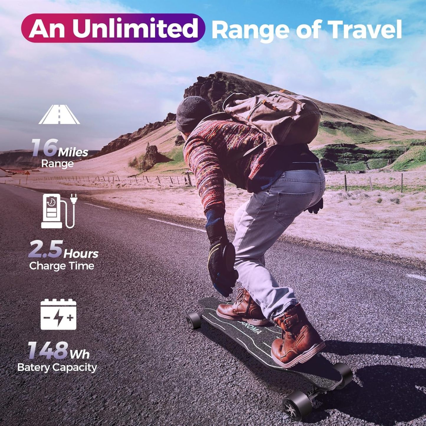 Caroma 38" Electric Skateboard with Remote 1200W SYL-20