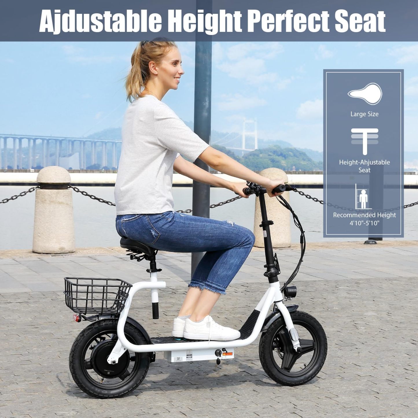 Caroma 350W(Peak 560W) Electric Scooter with Seat