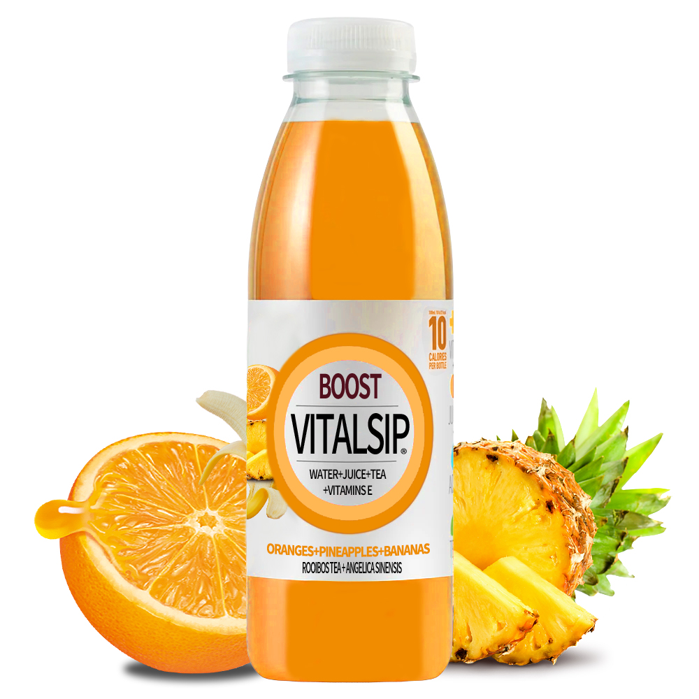 VitalSip Fruity Vitamin Drink - Orange, Pineapple, Banana Blend*12