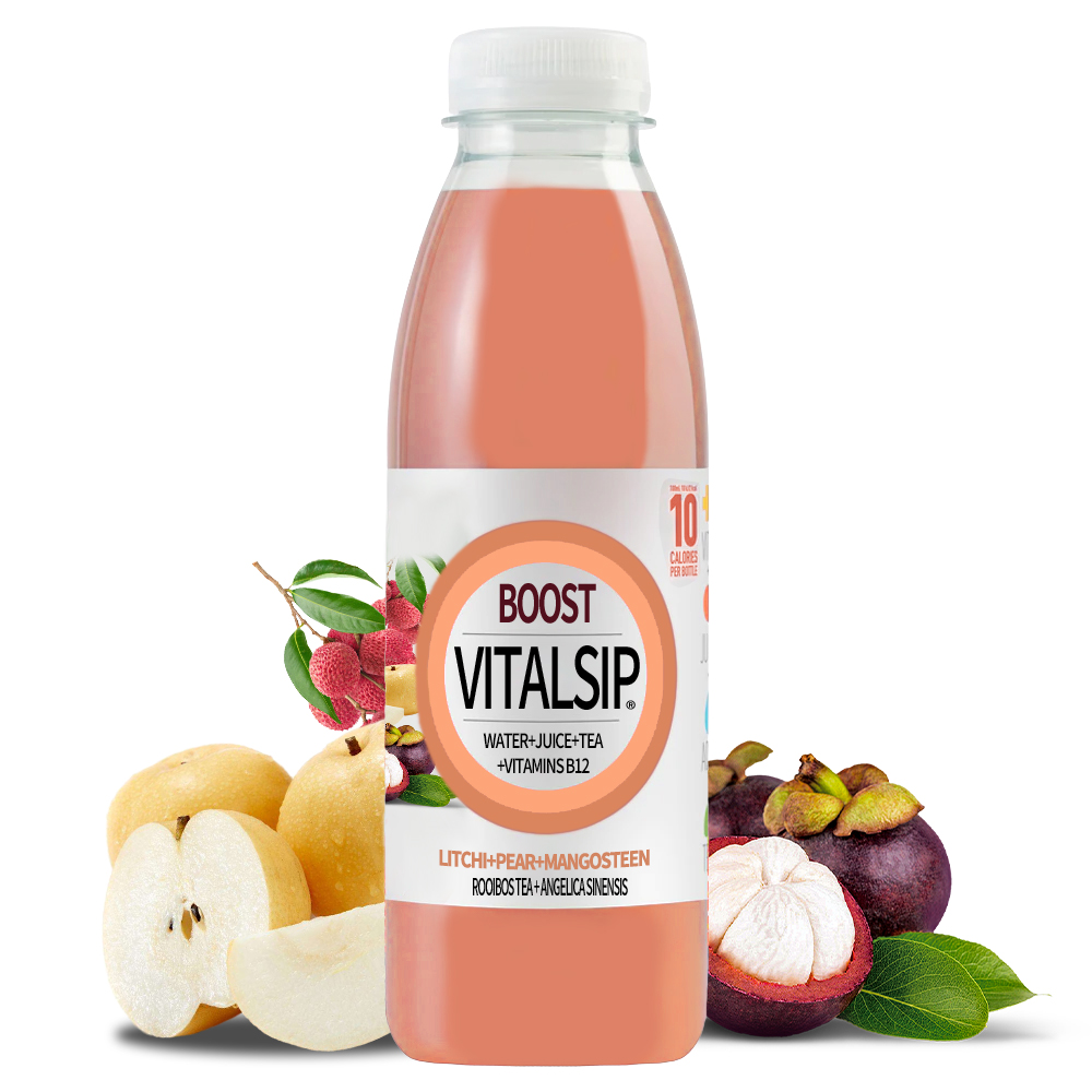 VitalSip Fruity Vitamin Drink - Lychee, Pear, Mangosteen Blend*6
