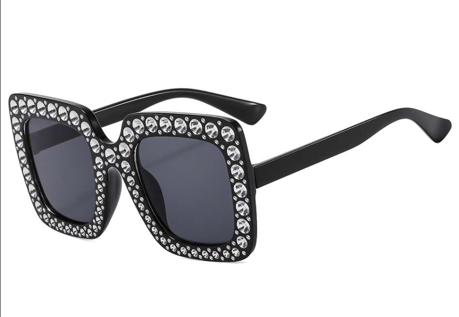 Fashionsotrea Multicolored New Square Frame Rhinestone Disco Sunglasse