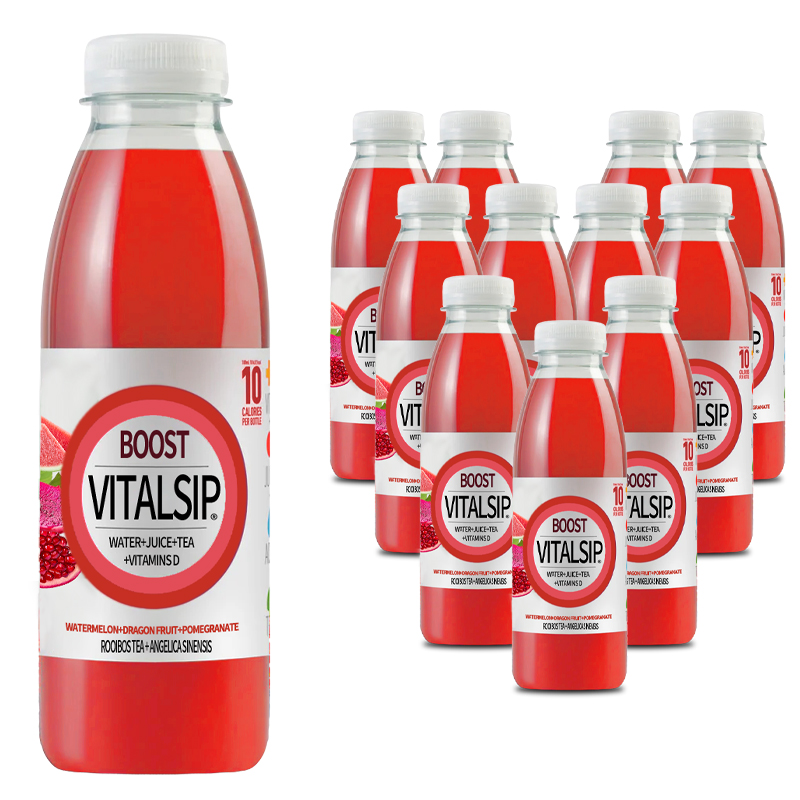 VitalSip Fruity Vitamin Drink - Watermelon, Dragon Fruit, Pomegranate Blend*12