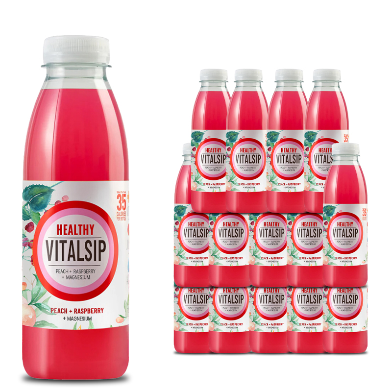 Vitalsip Fruit flavored vitamin supplement drink Peach and raspberry*15
