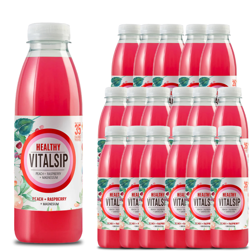 Vitalsip Fruit flavored vitamin supplement drink Peach and raspberry*18