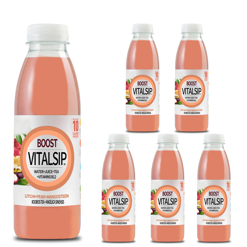 VitalSip Fruity Vitamin Drink - Lychee, Pear, Mangosteen Blend*6