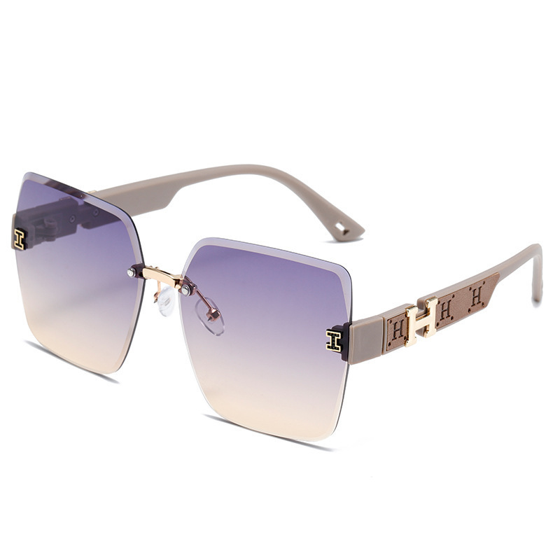 Fashionsotrea 2024 New Fashionable H-Shaped Rimless Cut-edge Sunglasse