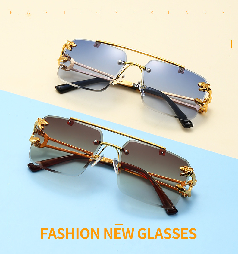  Fashionsotrea New Double-Beam Edged Square Frameless Glasses