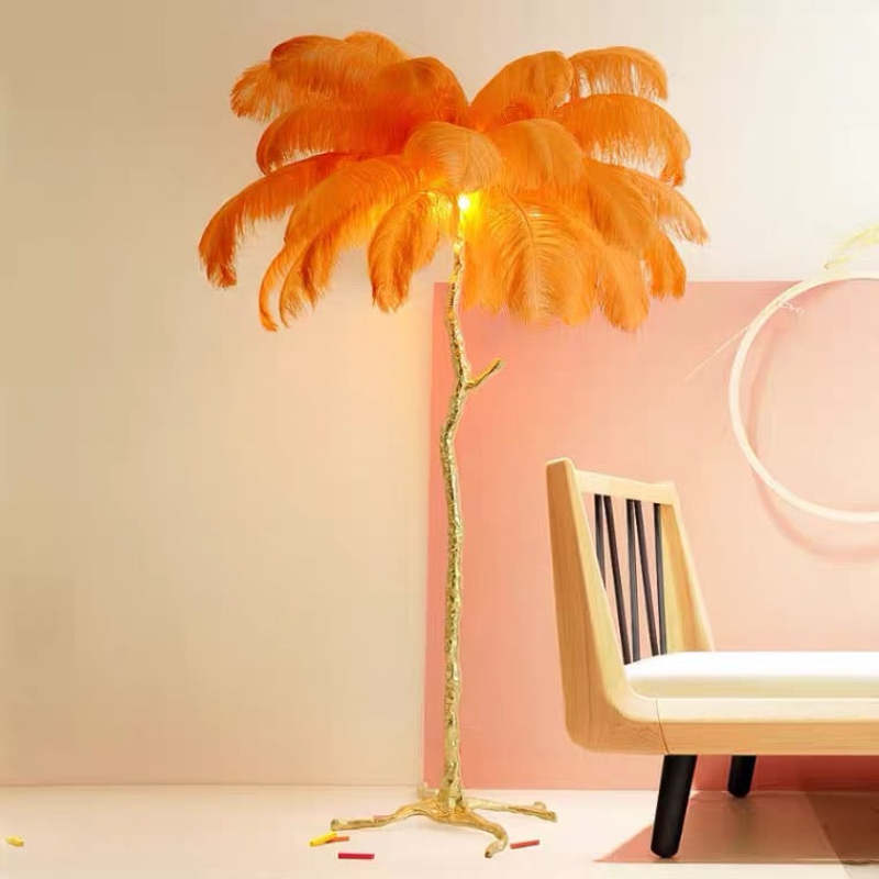 Nordic ostrich feather floor shop lamp