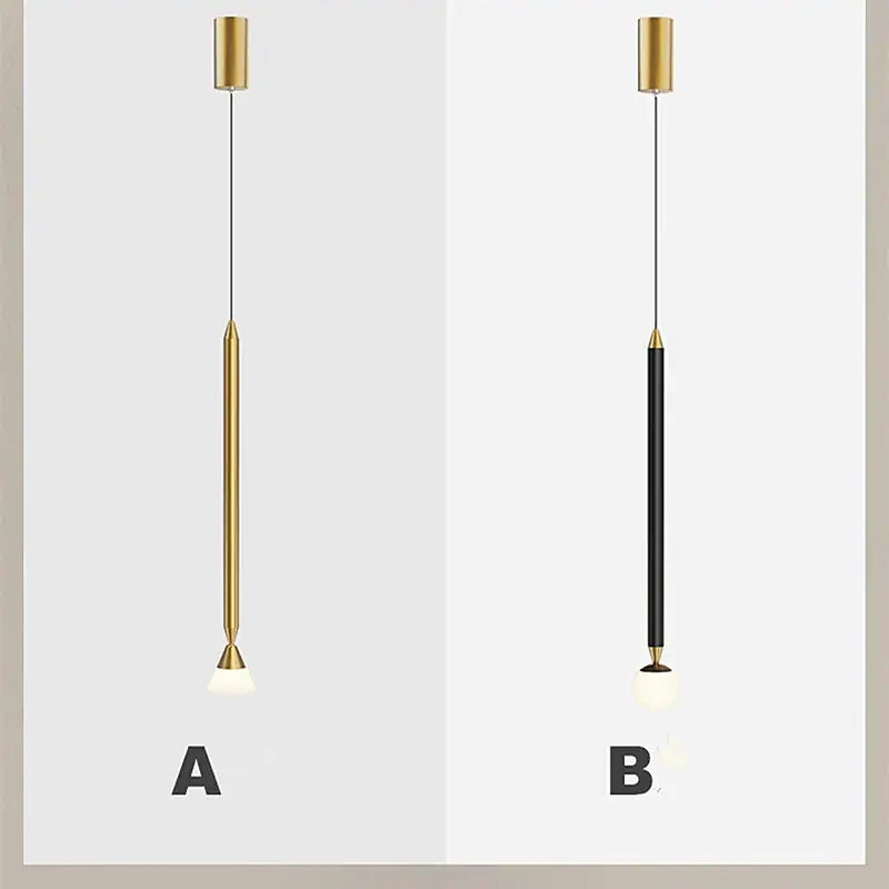 Nordic Minimalism Brass Matel Style Bedside Chandelier Line Pendant Lamp