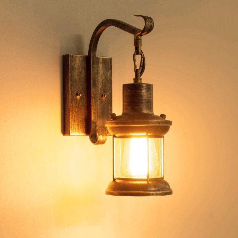 Industrial Style Indoor Retro Wall Lamp Glass  Lampshade Farmhouse Bedroom Living Room Coffee Shop