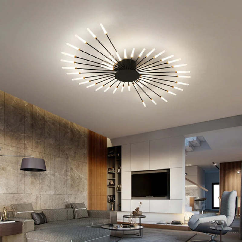 Industrial Style Fireworks LED Ceiling Light For Living Room