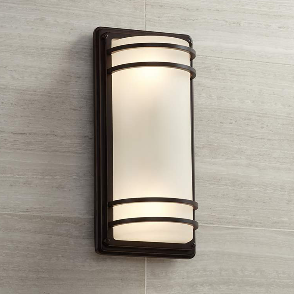 Orr Bronze Opal Outdoor Wall Light, L 40CM