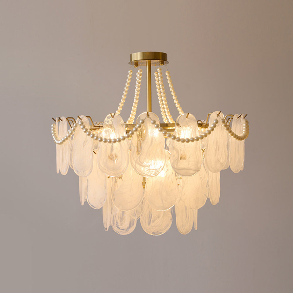 Kirsten Chandelier Colour Temperature Switchable, Pearl & Glass, Dia 50/60/70/80cm