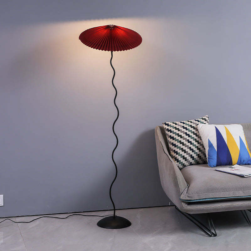 Danish Retro Pleated Umbrella Floor Lamp Bedside Standing Lamp For Living Room