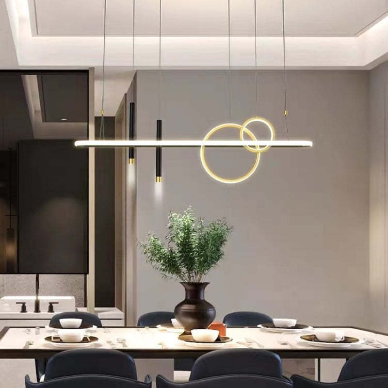 Modern Simple Hanging Linear Light Pendant Light Chandelier For Dining Room