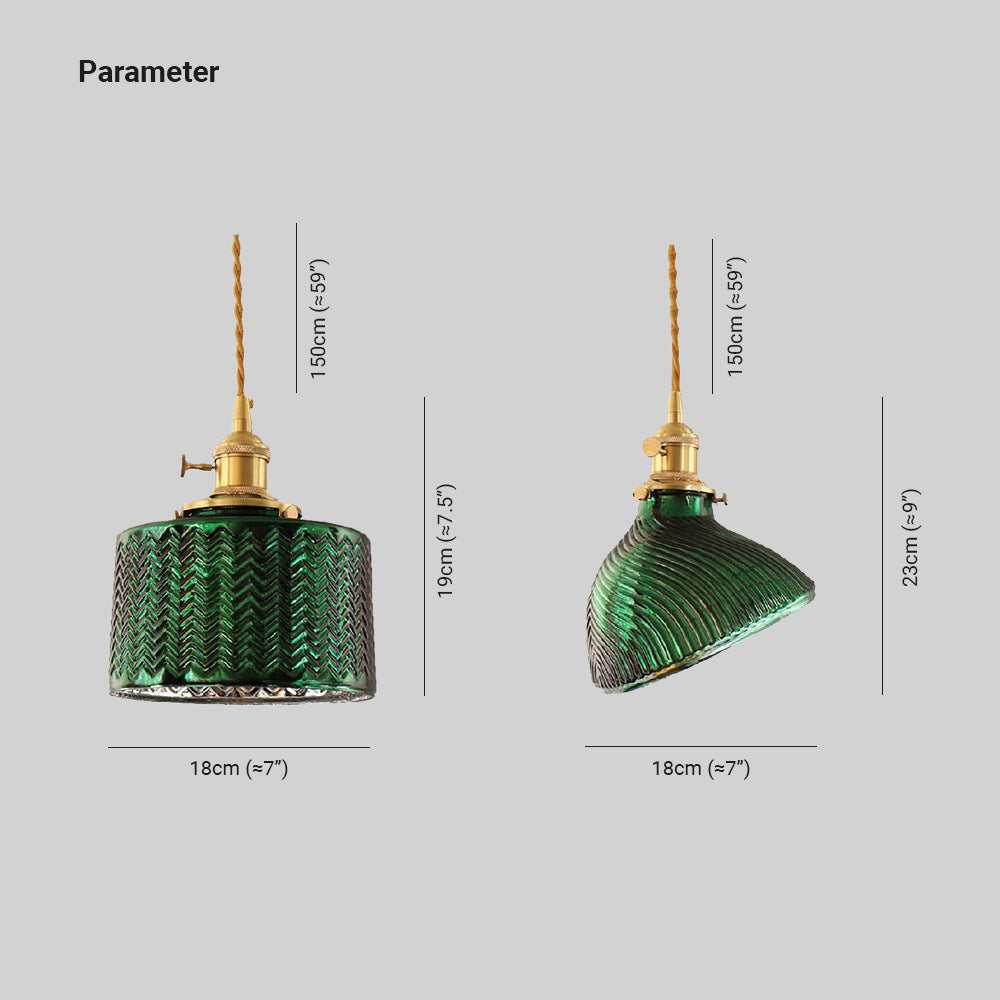 Hailie Green Pendant Light, 2 Style, L 19/23CM