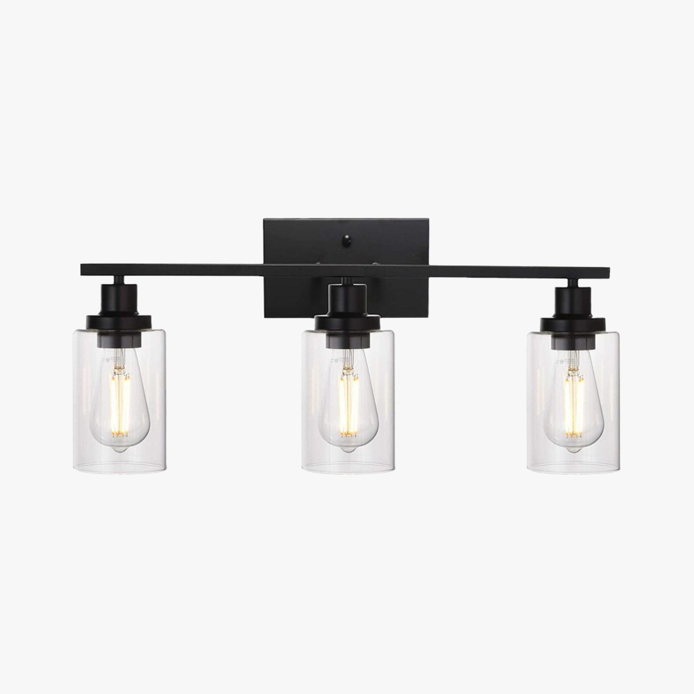 Alessio Industrial Style Mirror Front Vanity Wall Lamp, Metal & Glass, 3/4 Heads