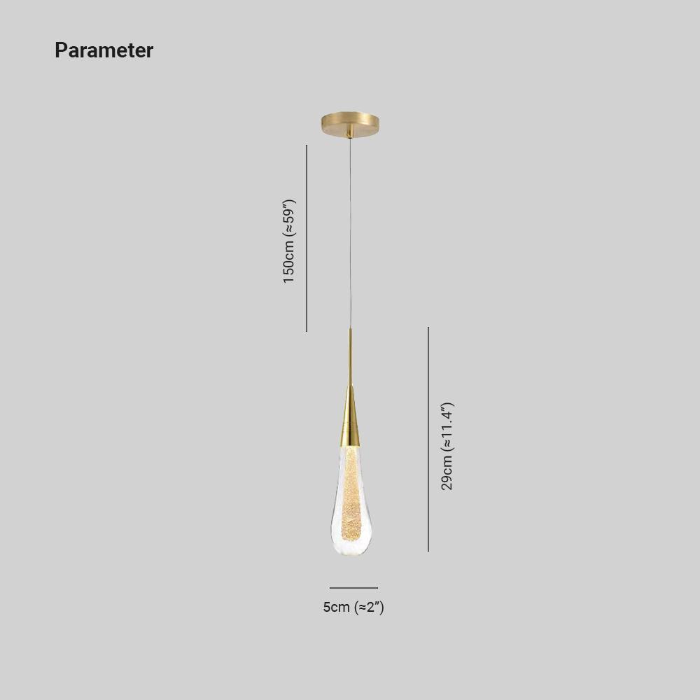 Kristy Pendant Light Crystal & Glass Droplet, Gold