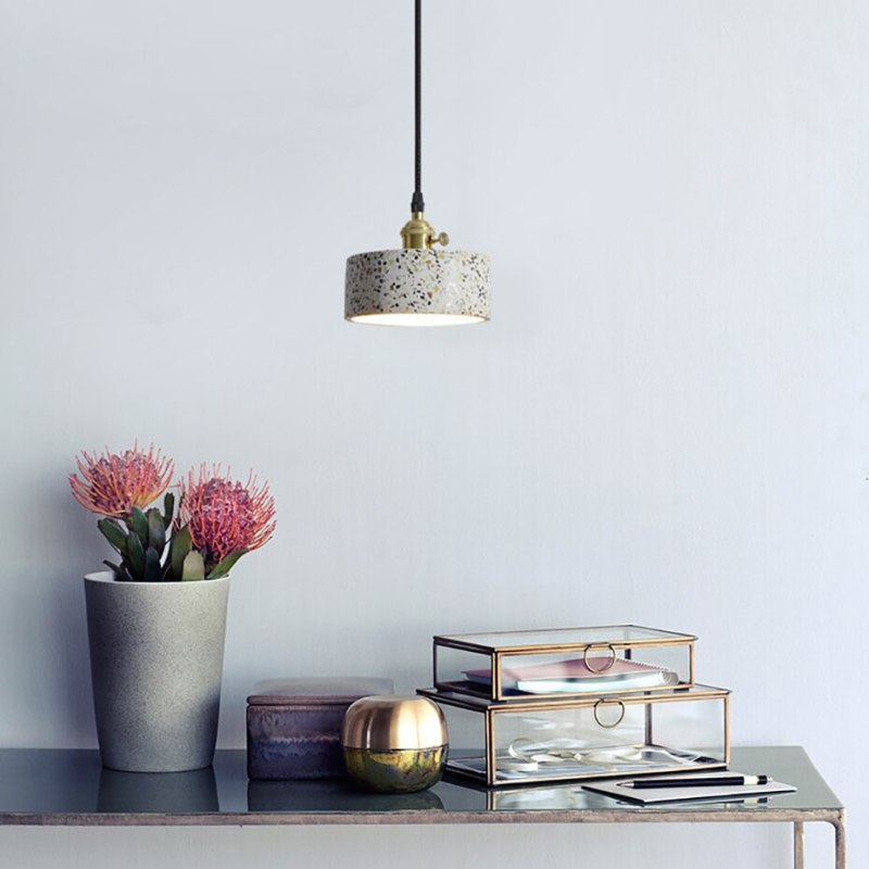 Nordic White Cement Pendant Lights Fixtures E27 for Dining Room
