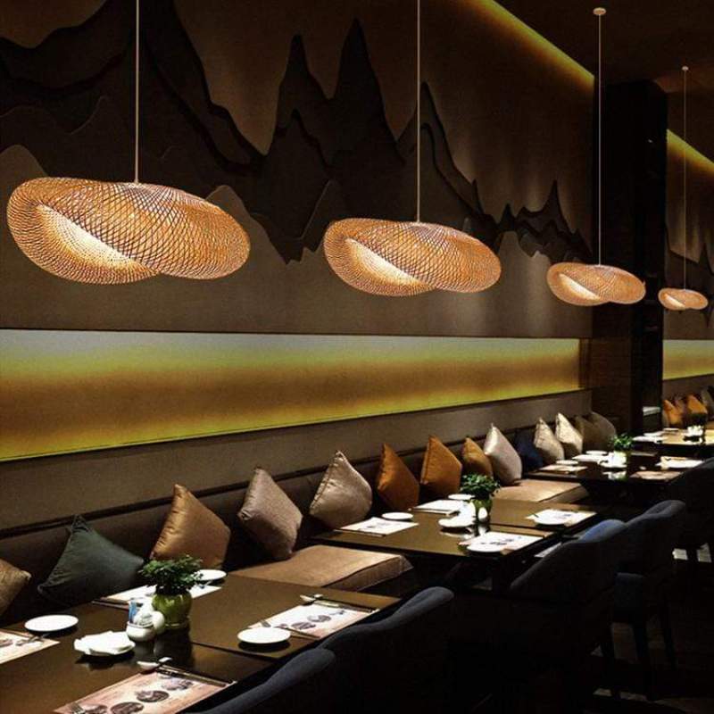 Zen Boho Style Natural Rattan Bamboo Pendant For Bedroom, Living Room, Dining Room