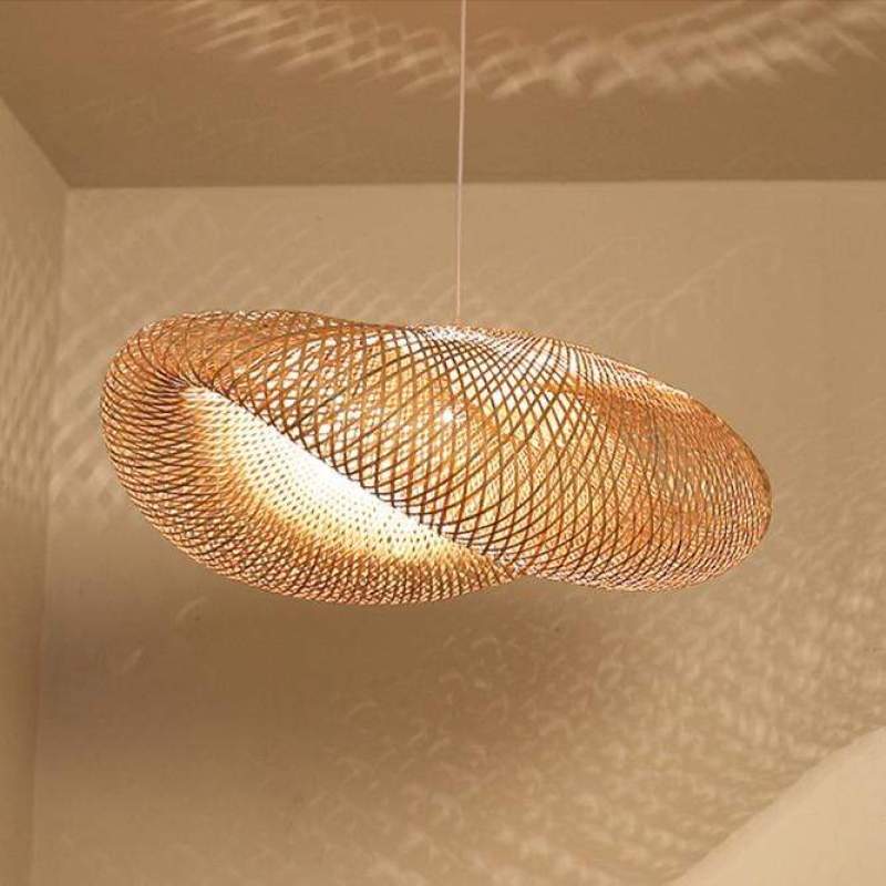 Zen Boho Style Natural Rattan Bamboo Pendant For Bedroom, Living Room, Dining Room