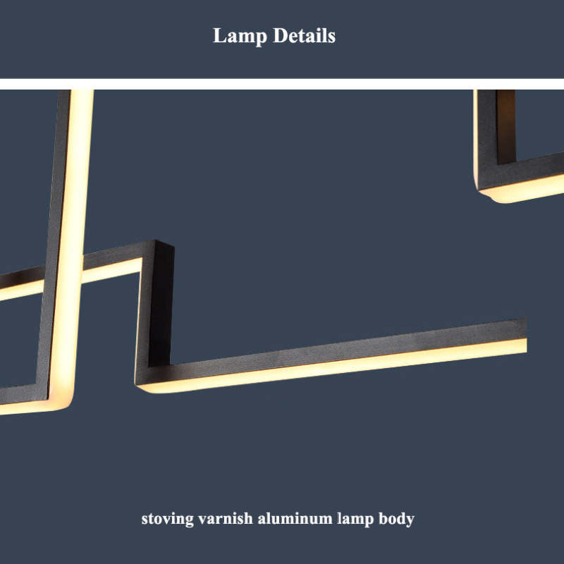 Nordic Geometry Black LED Chandelier Linear Simple Pendant Lighting