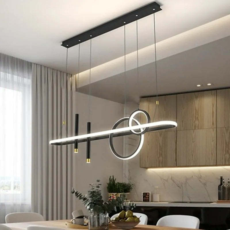 Modern Simple Hanging Linear Light Pendant Light Chandelier For Dining Room