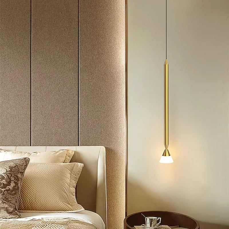 Nordic Minimalism Brass Matel Style Bedside Chandelier Line Pendant Lamp