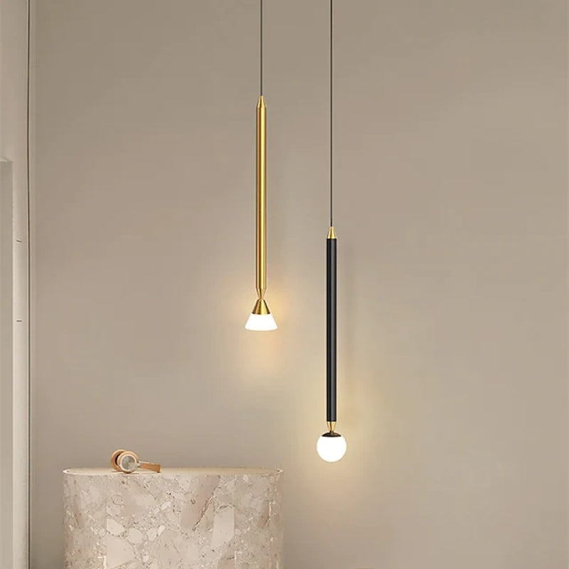 Nordic Minimalism Brass Matel Style Bedside Chandelier Line Pendant Lamp