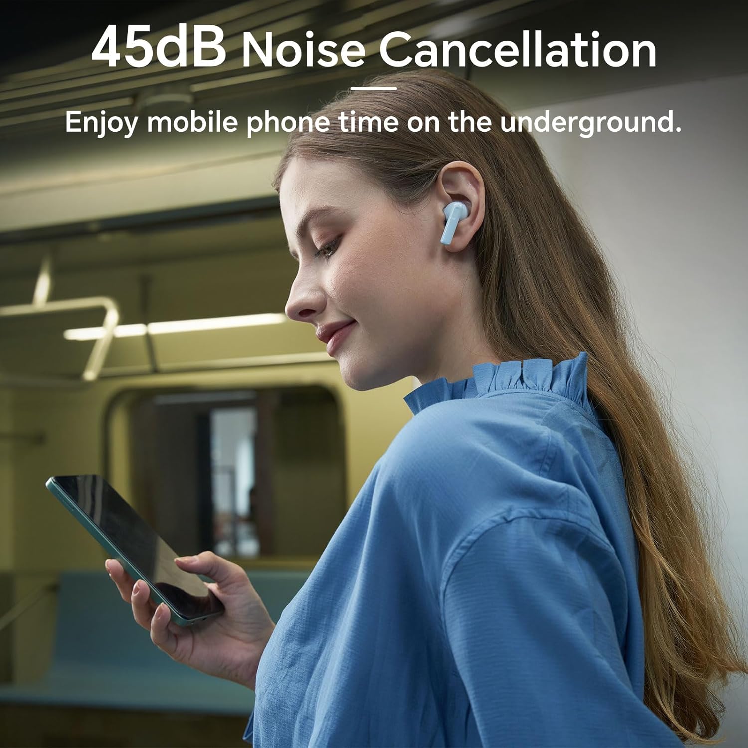 Hybrid Active Noise Cancelling Earbuds with 45dB.Waterproof Wireless Bluetooth Ear Buds.in-Ear Earphones with AI Clear Call Mics.40H Playtime.Bass Stereo for iPhone.Android.Pad-White