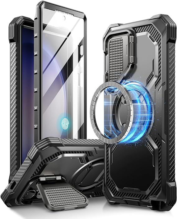 Samsung Galaxy S24 Ultra Case with Camera Cover Stand, [S Pen & Wireless Charging Compatible] Full-Body Rugged Protective Case with Built-in Screen Protector & Kickstand