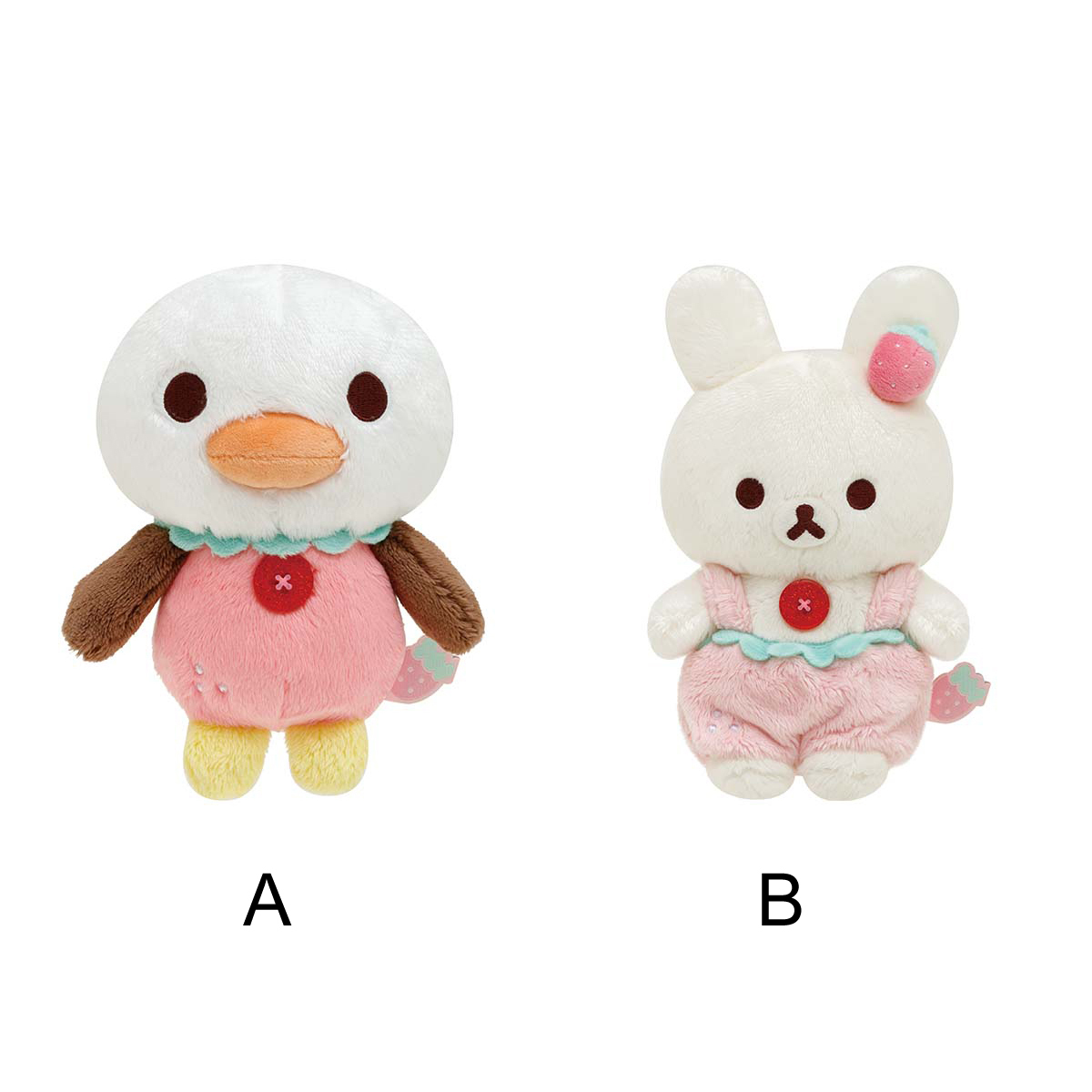 Korilakkuma 20th anniversary strawberry rabbit and duck plush